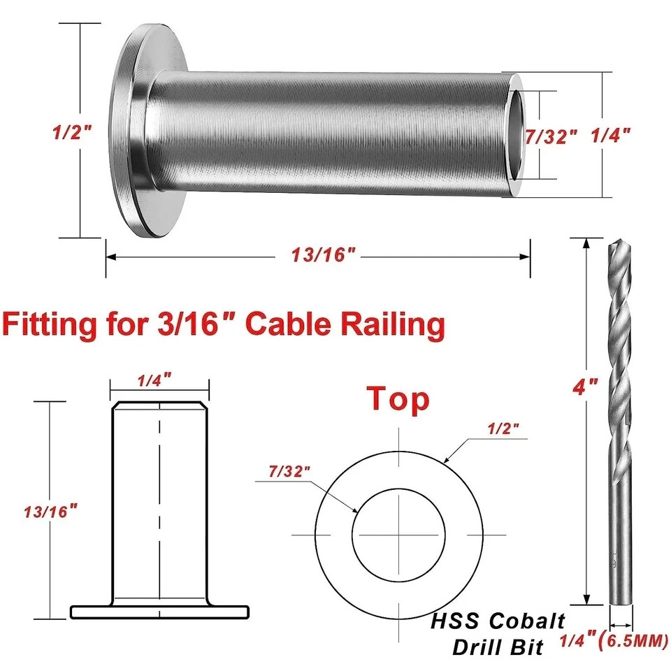 Cable Railing Kit 1/8 Stainless Steel Wire Rope Aircraft Deck Railing Hardware