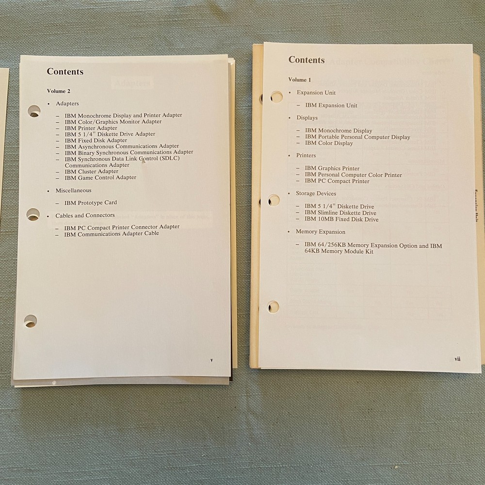 IBM PC Hardware Reference Library Technical Reference Options Adapters Vol 1 & 2