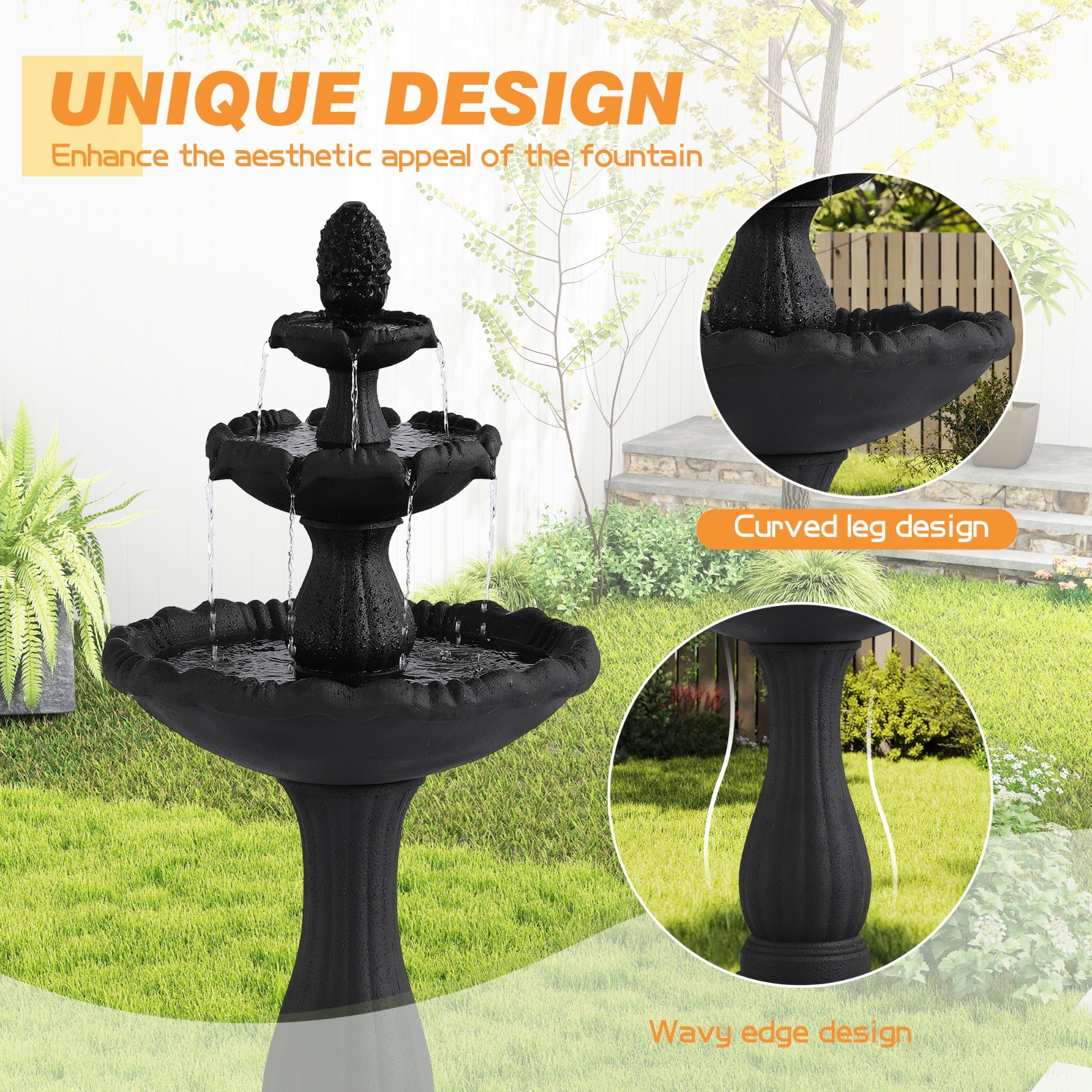 Italian Feature Faux Stone Freestanding Outdoor Water Fountain