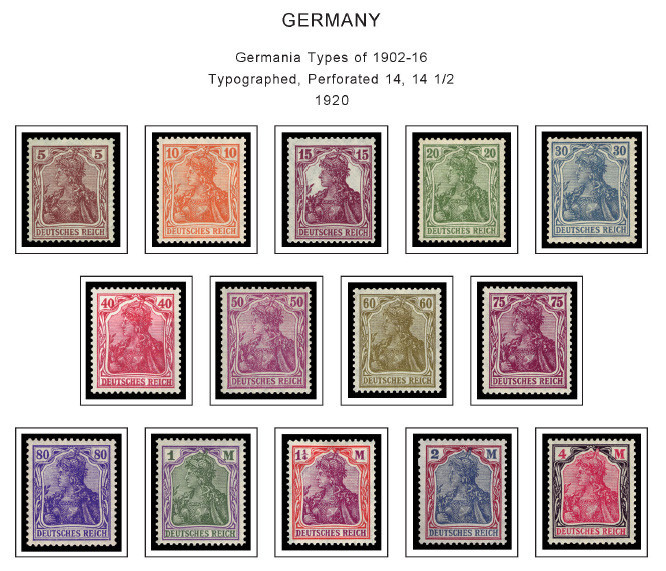 COLOR PRINTED GERMANY REICH 1868-1955 STAMP ALBUM PAGES (100 illustrated pages)