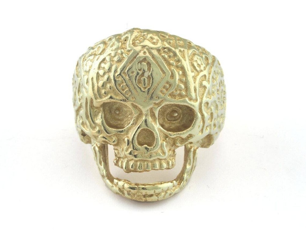 Skull Adjustable Ring Raw Brass 1 Pc. (20mm 10US inner size) 3258 ring27
