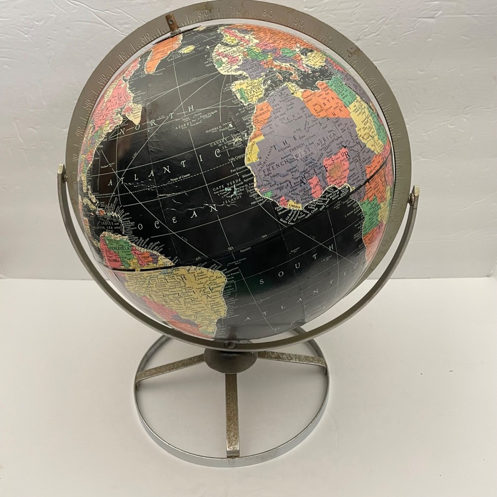 Vintage Replogle Black Globe Chrome 12" Diameter 1957-64
