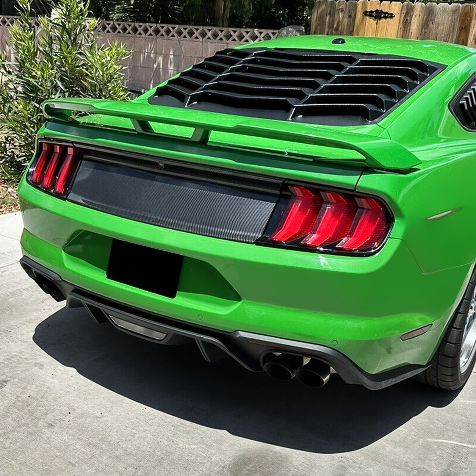 Carbon Fiber Look Rear Trunk Panel Decklid Trim Cover For Ford Mustang GT 15-23