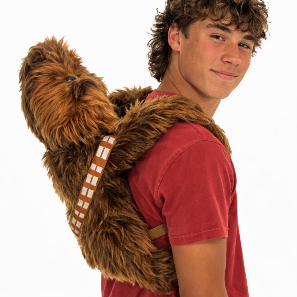 Disney Star Wars Chewbacca Plush Backpack Brown Medium Bag Character Theme