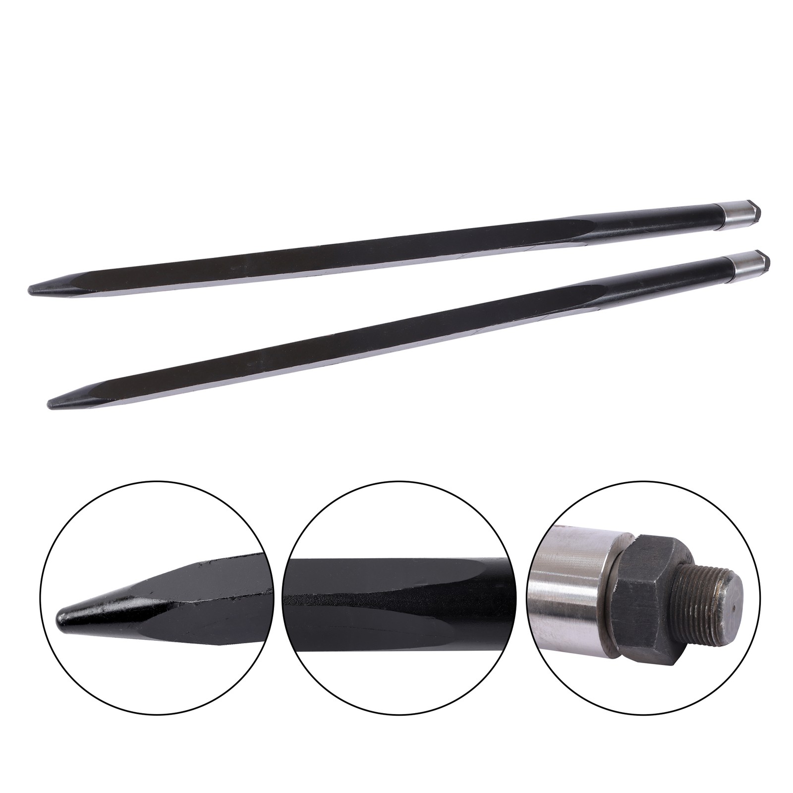 49in Hay Spike Bale Spear Fork for Tractor, Black, 2-Pack
