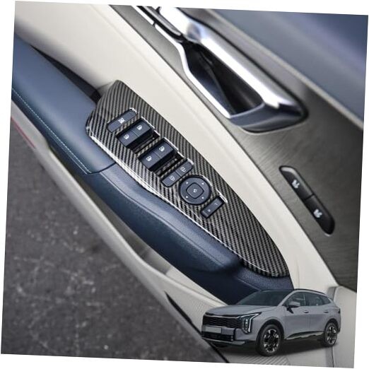 Window Switch Panel Cover Interior Side Door Lock Lift Control Button Carbon