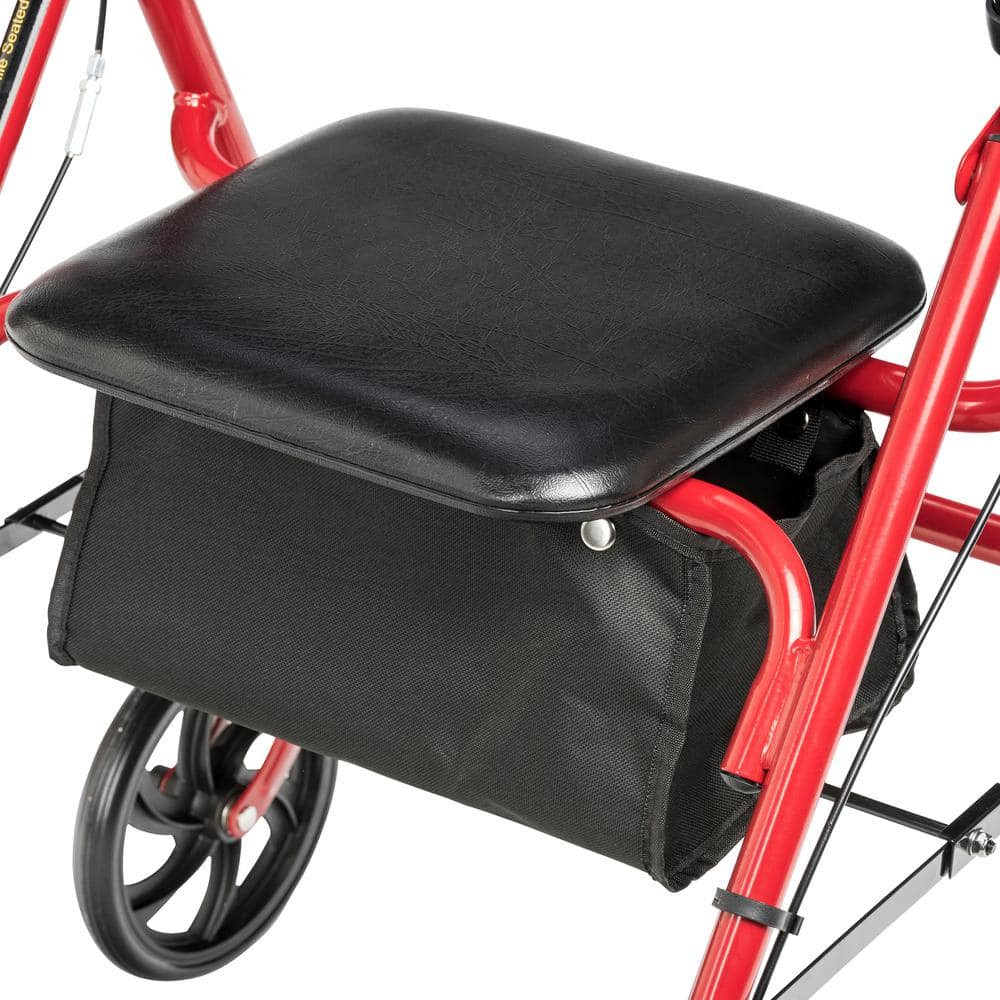 Four Wheel Rollator Rolling Walker with Fold up Removable Back Support, Red
