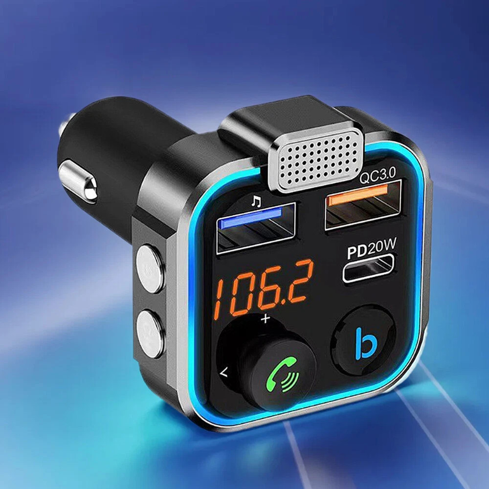 Wireless Bluetooth 5.0 FM Transmitter Adapter Type-C PD 20W Fast USB Charger