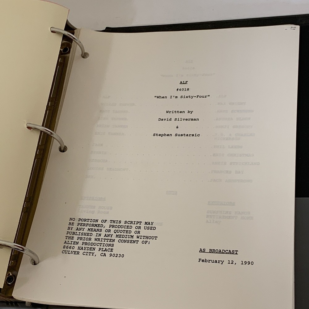 Original Alf TV Script Show, UNIQUE COPY! “When I’m Sixty-Four” #4018