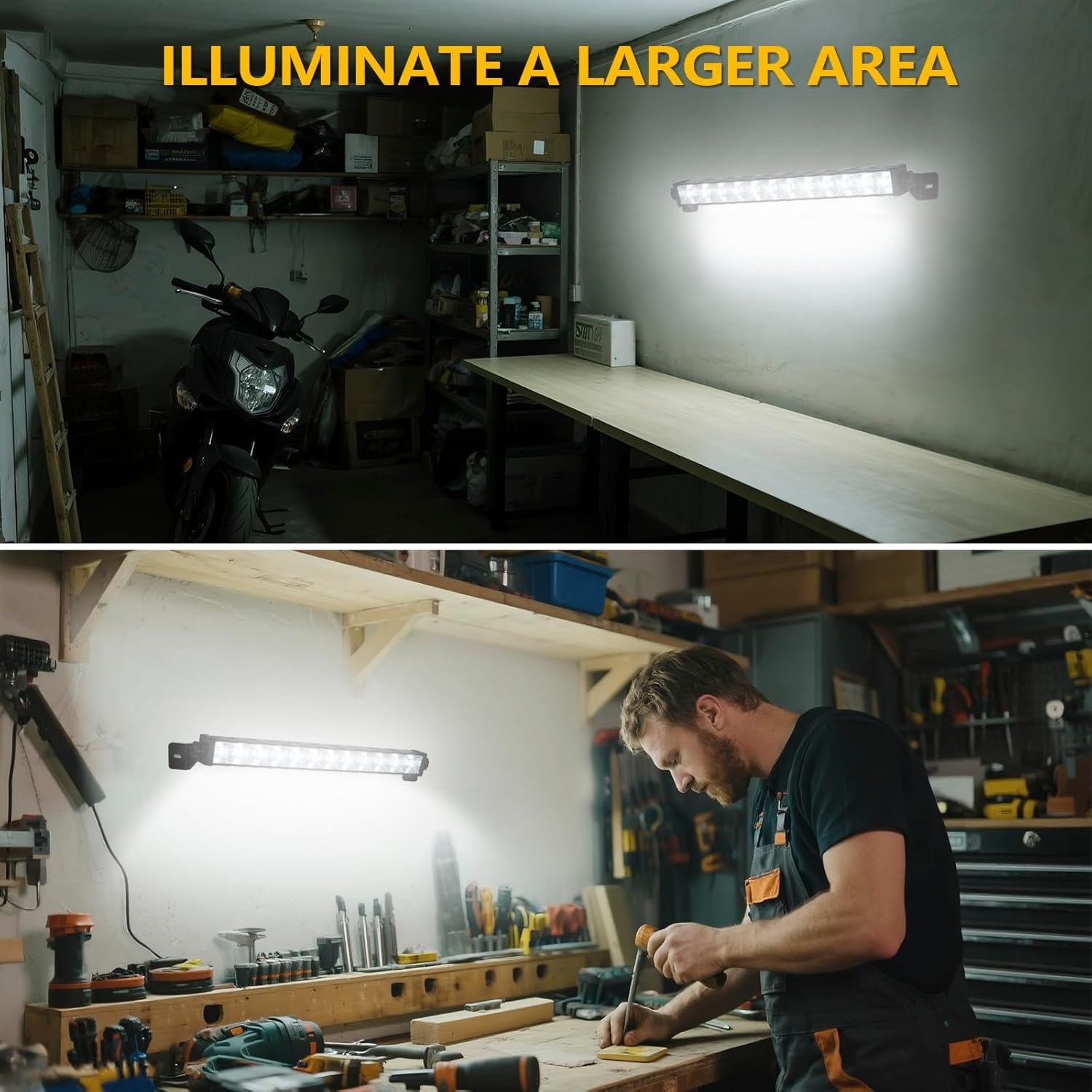 2 Pack 24W LED Shop Light Plug-In Garage Light with 6.5FT Cord