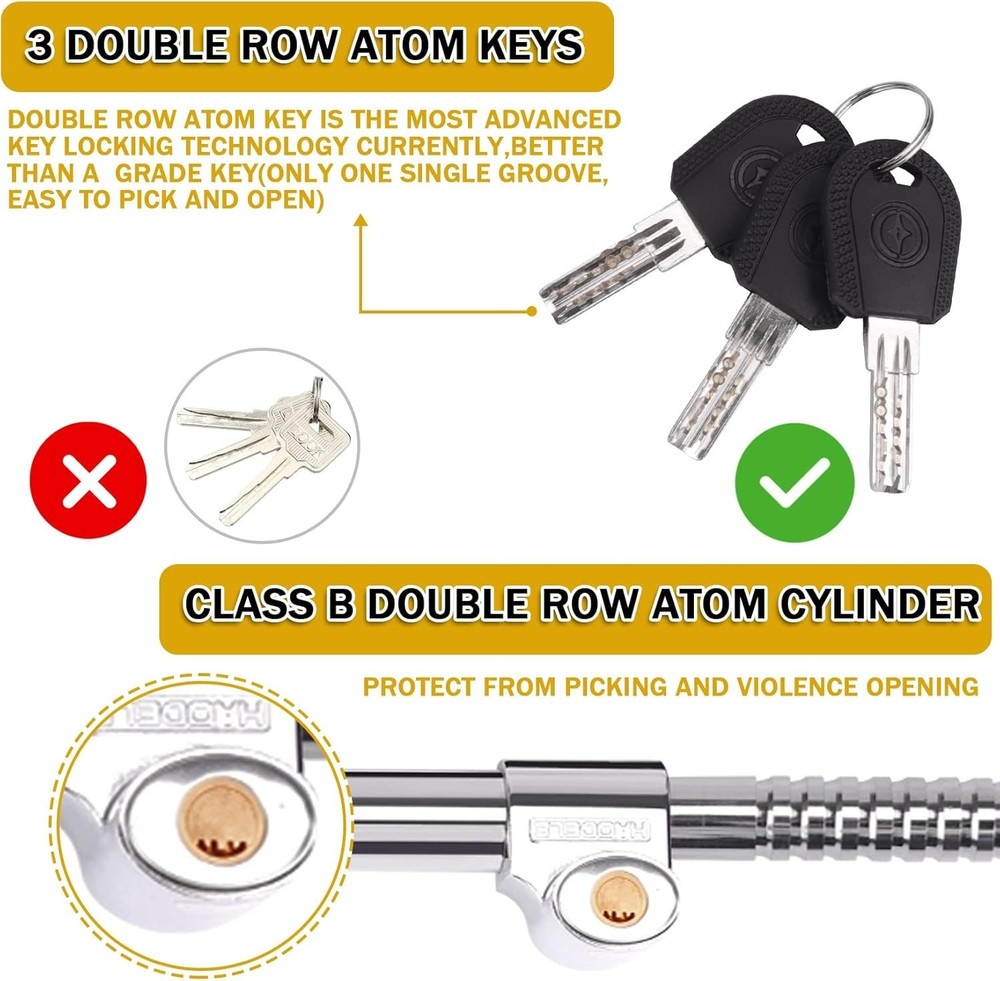 Universal Steering Wheel Brake Lock Anti-Theft Retractable Double Hook Extend...