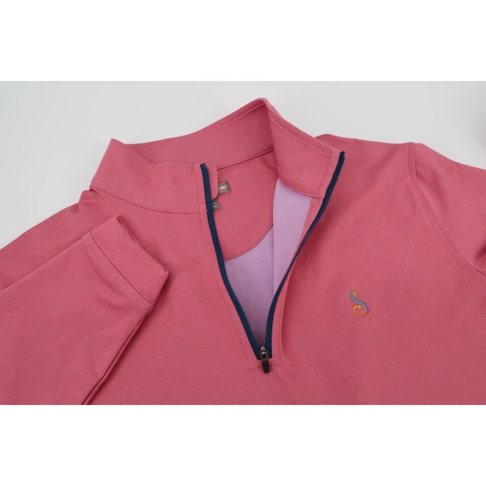 Peter Millar Melange Performance 1/4 Zip Pullover Mens Medium Red Stretch