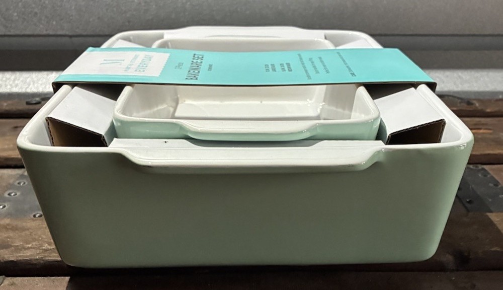 Stoneware Rectangle Bakeware - Casserole Martha Stewart- Green 2pc, 13 & 9.6 In