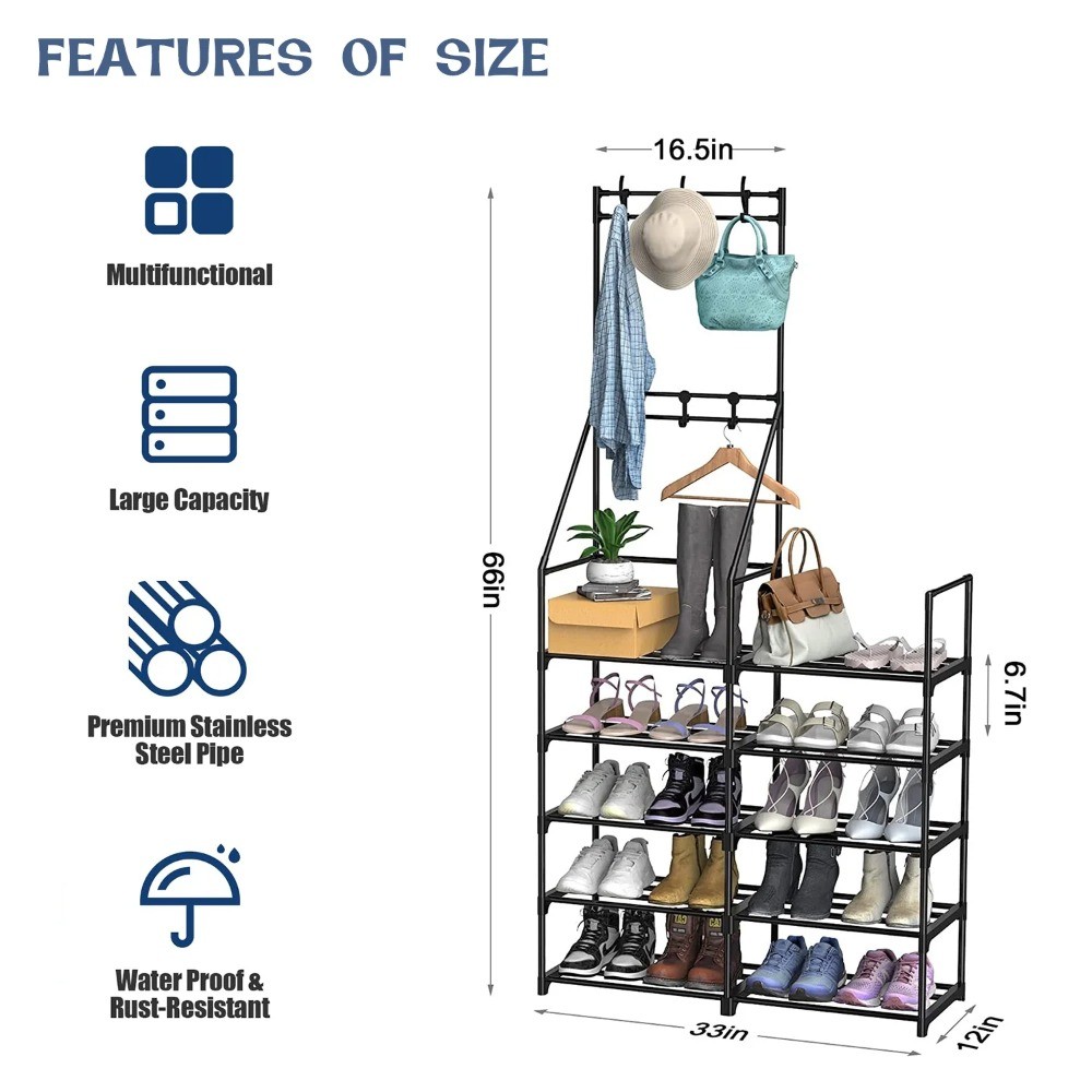 Double Row Hanging Shoe & Hat Rack