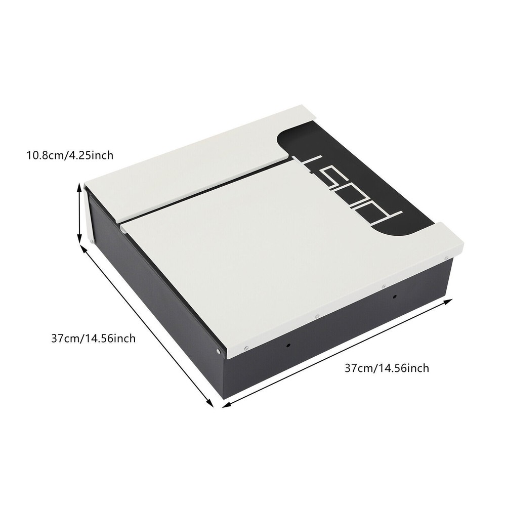 Rectangular Post Box Large Letter Mail Box Steel Lockable Wall Mount Mailbox New