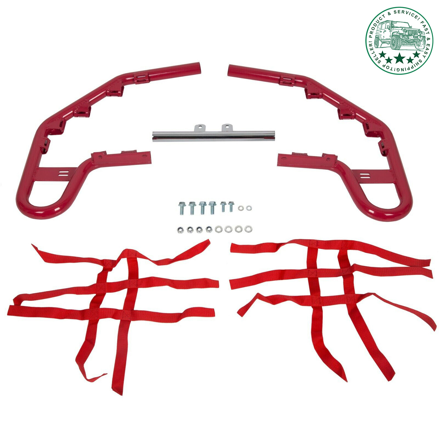 For Yamaha Warrior 350 YFM350X 1990-2004 Aluminum Nerf Bars Red bar Red nets