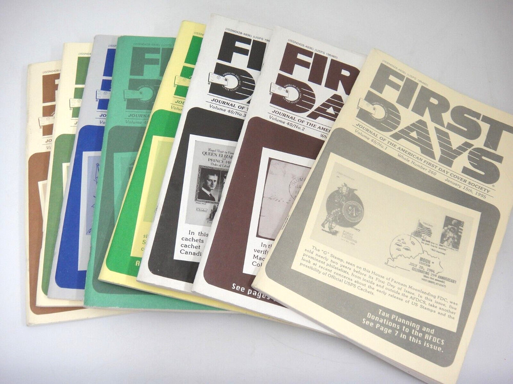 First Days Journal of American First Day Cover Society 1995 Lot of 8 Complete
