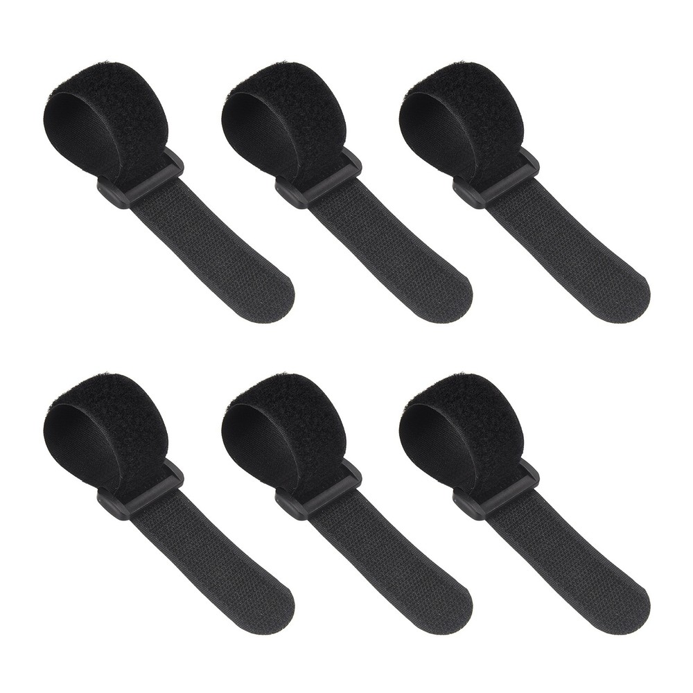 6pcs Reusable Cinch Straps 1"x7.9" Hook and Loop Cable Securing Straps, Black