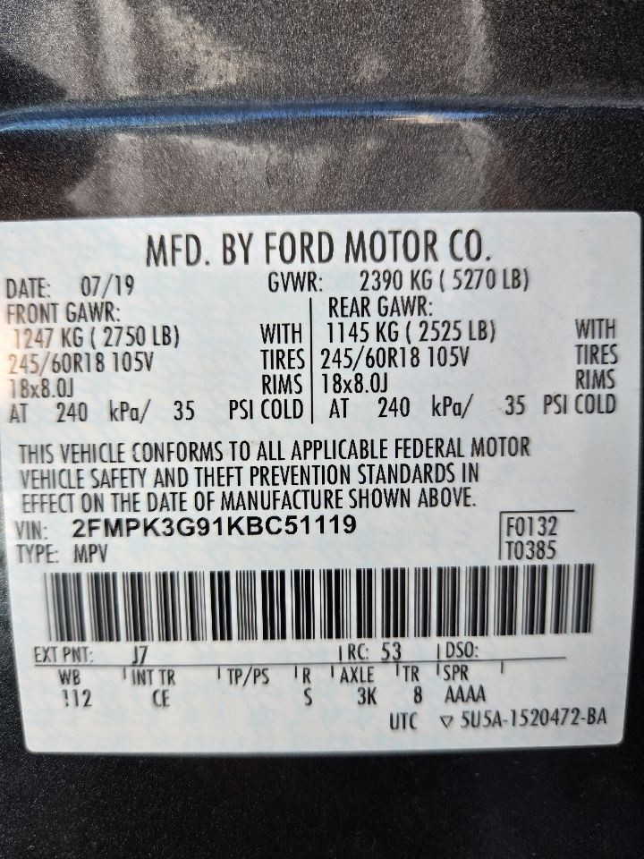 2019-2020 Ford Edge 4.2" Display Screen Front Center Dash Mounted