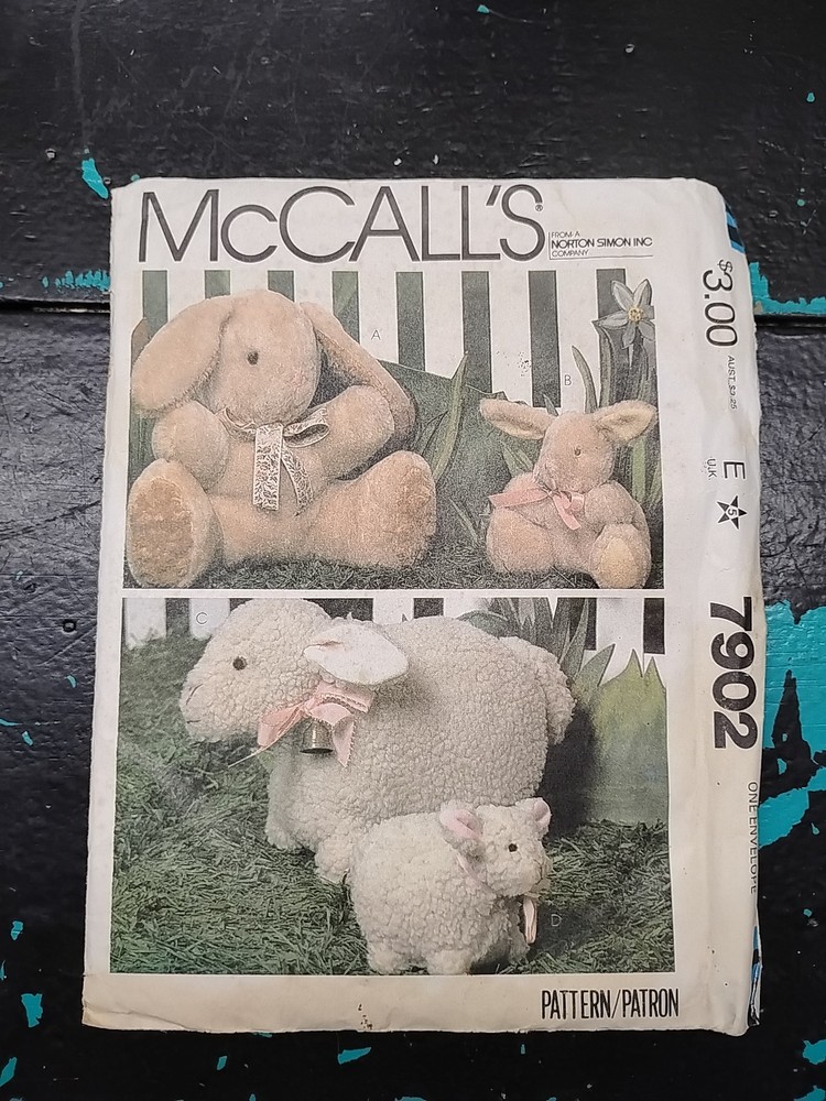 MCCALLS RABBIT LAMB DOLL PATTERN 7902 SIZE 15" 8"