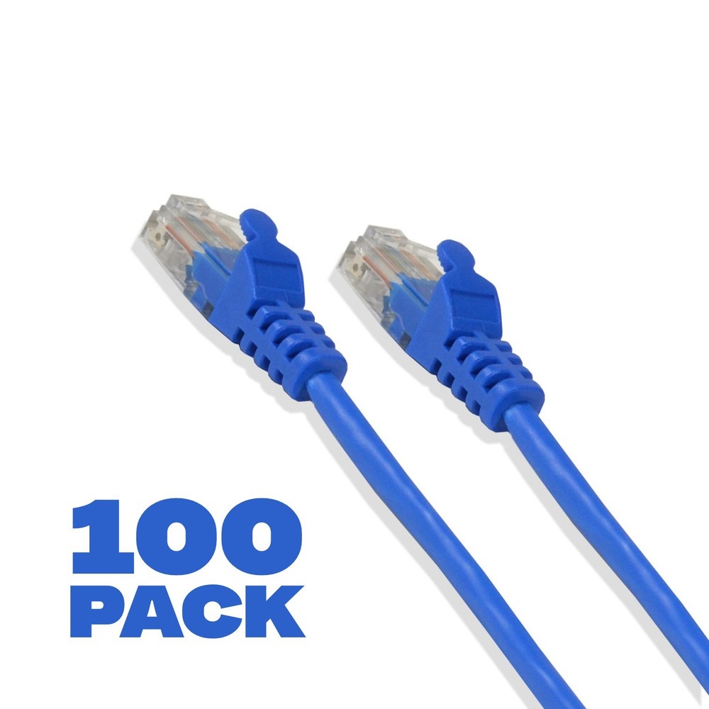 100 Pack - 2ft Cat5e Cable Ethernet LAN Network RJ45 Patch Cord Internet Blue