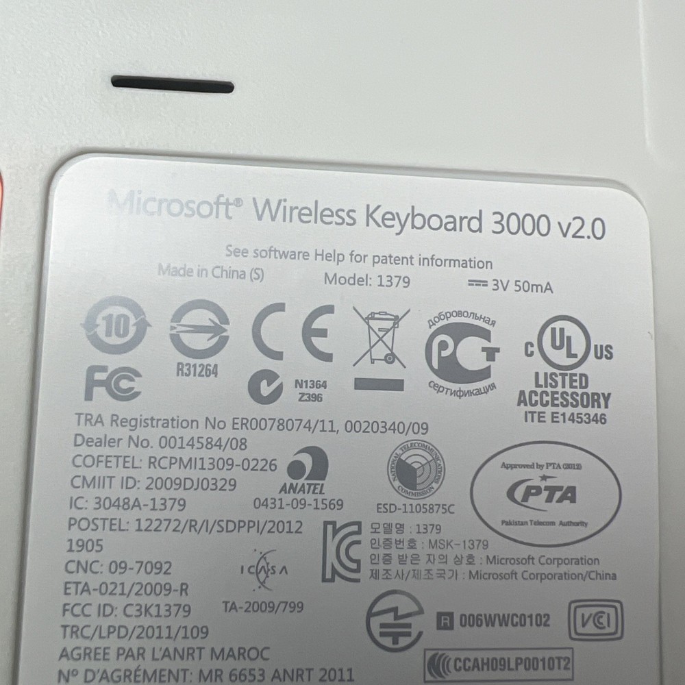 Microsoft Wireless Keyboard 3000 V 2.0 Only