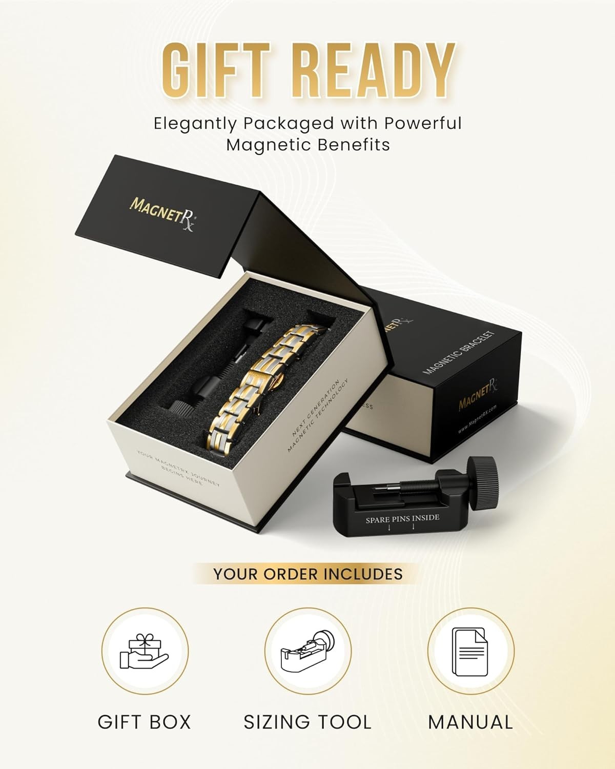 MagnetRX® Mens Bracelet Magnetic Healing Therapy Arthritis Pain Relief Bangle