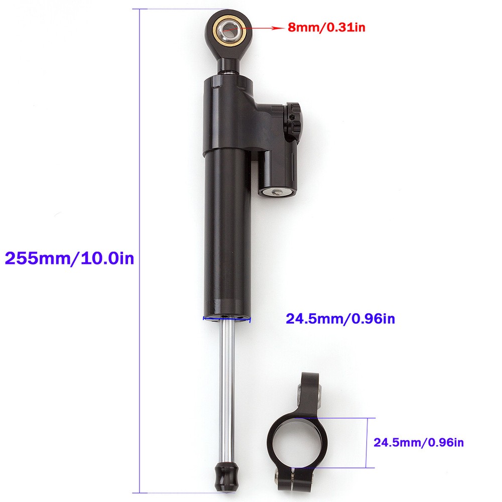 Aluminum Motorcycle Steering Damper Stabilizer Linear Reversed Control Black