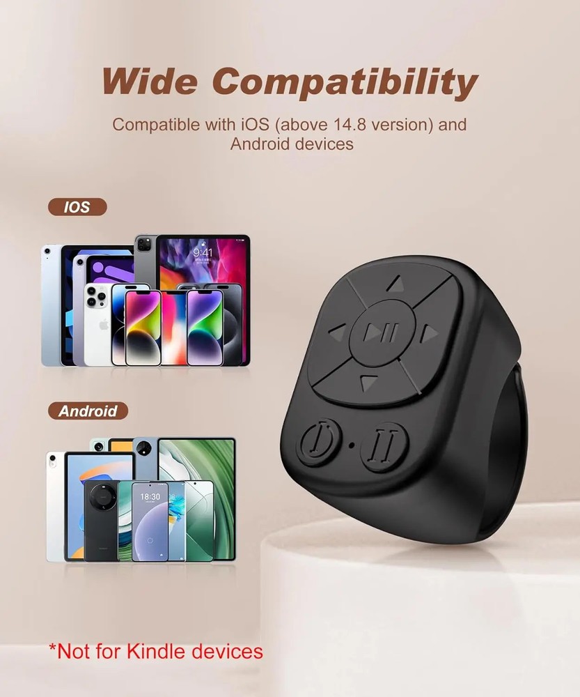 TikTok Scrolling Ring Bluetooth Remote Page Turner Camera Control