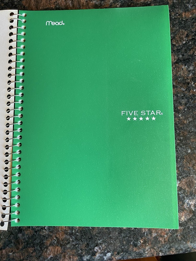 College Ruled notebook 9.5in X 6in