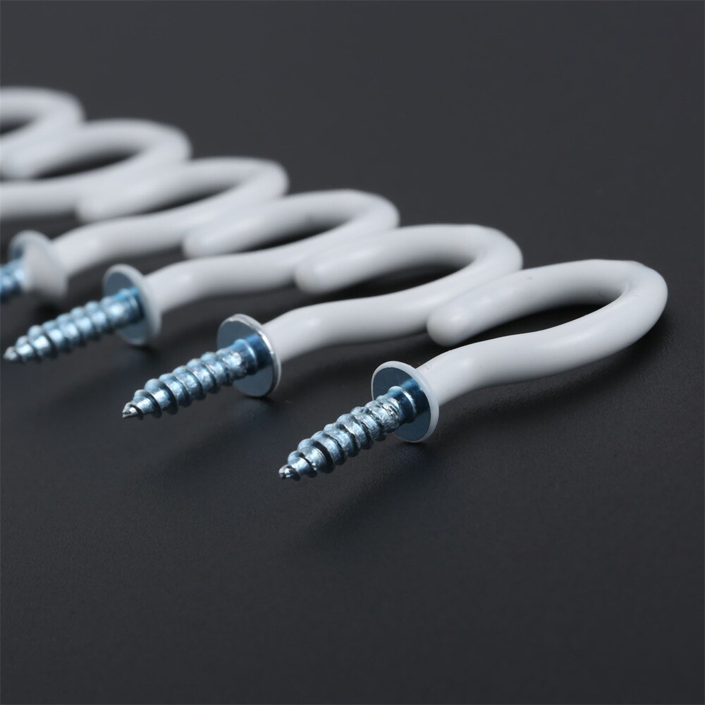 20Pcs 1.54" Strong Sharp White Vinyl Coated Ceiling Hooks Space-saving Hardware