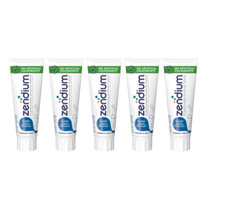 5 x Zendium Classic Teeth Fluroide Toothpaste 2.5 oz 75 ml