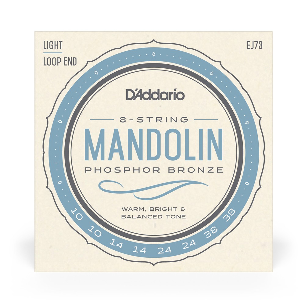 D'Addario EJ73 Phosphor Bronze Mandolin Strings, Light Gauge, 10-38