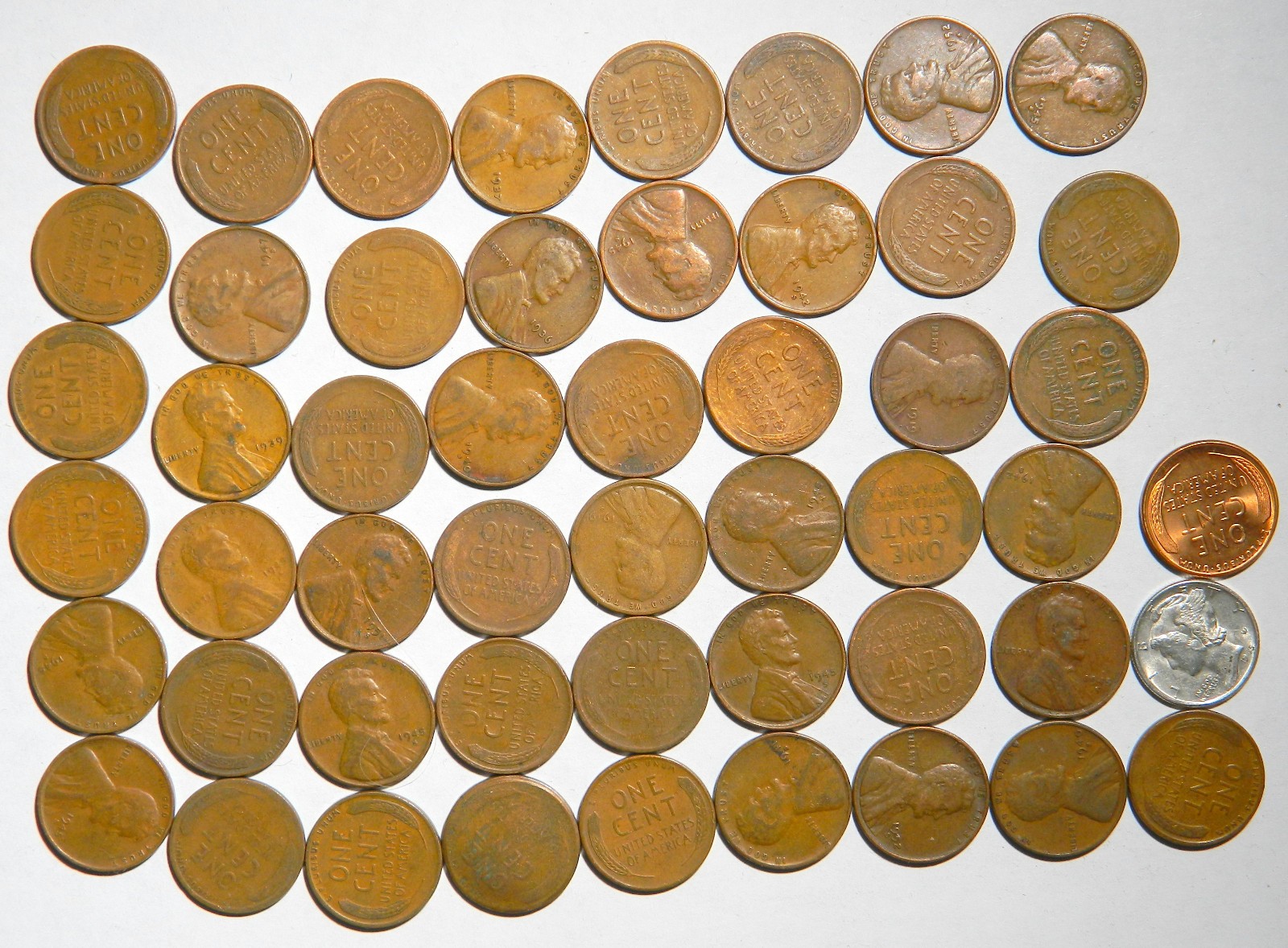 BU Mercury Dime / BU Wheat Ends ~ Wheat Penny Lincoln Cent Roll ~ Estate Coins