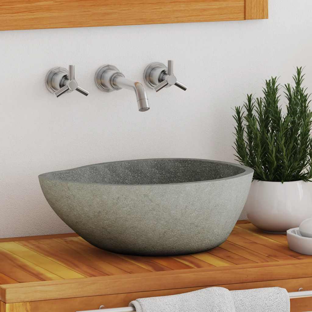 Bathroom Basin, Vessel Sink, River Stone vidaXL