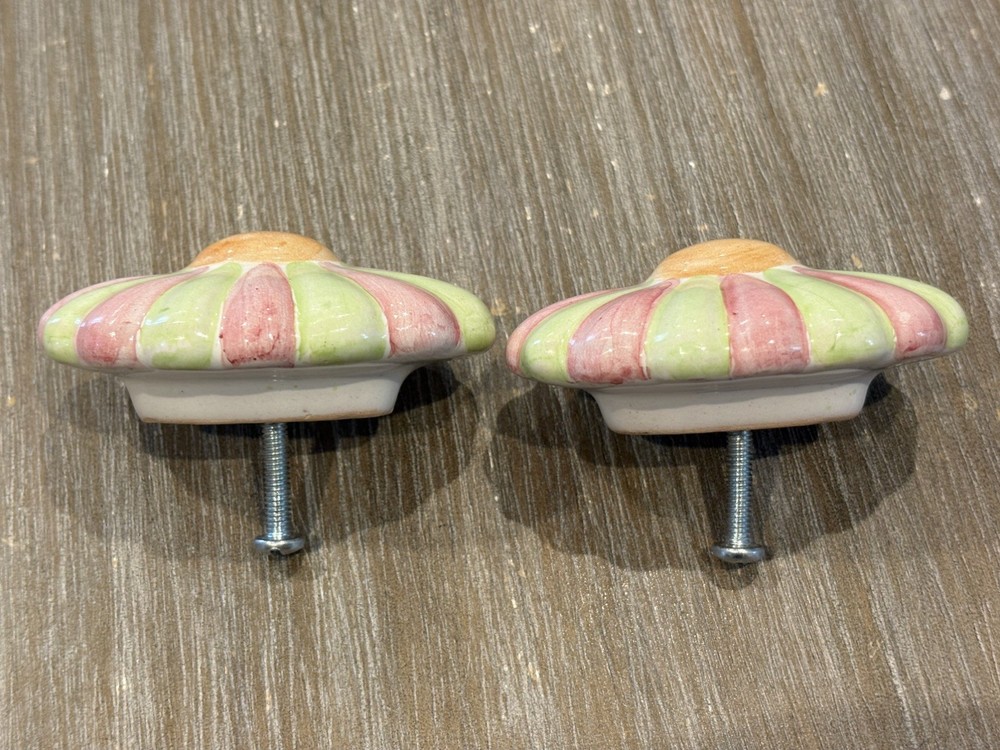 Mackenzie Childs ceramic set of 2 OVAL knobs