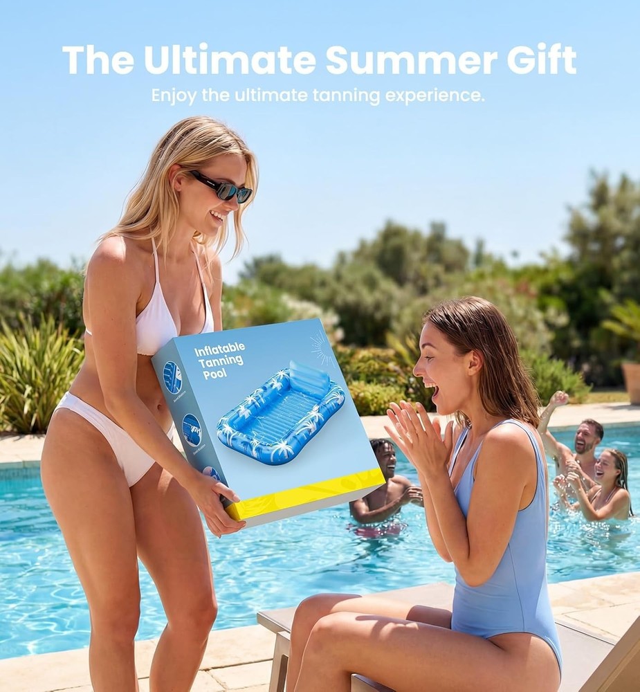 Eco-Friendly Inflatable Tanning Pool Float - UV Protective, Lightweight Design