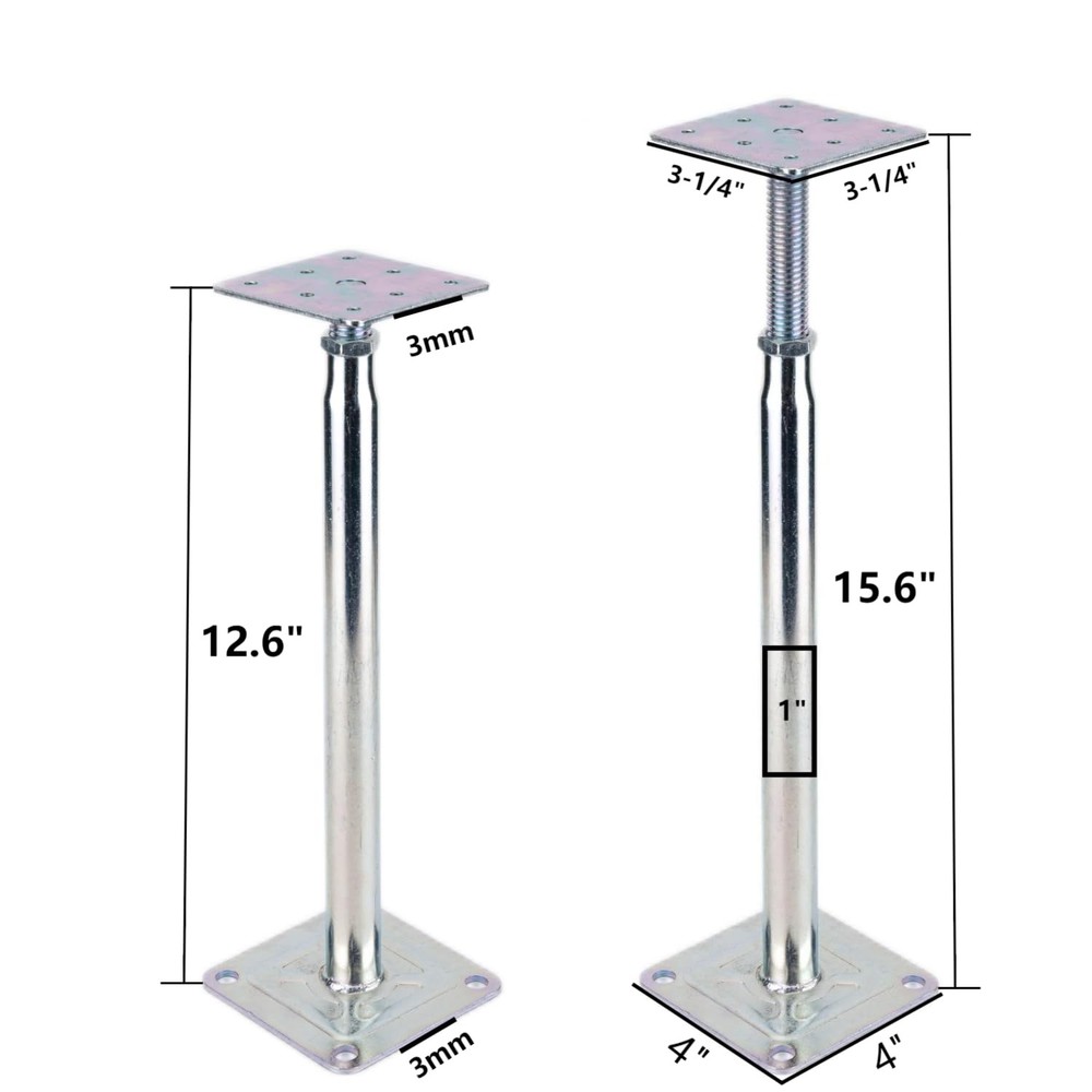 2 Pack Adjustable Floor Support Jack 12.6-15.6in