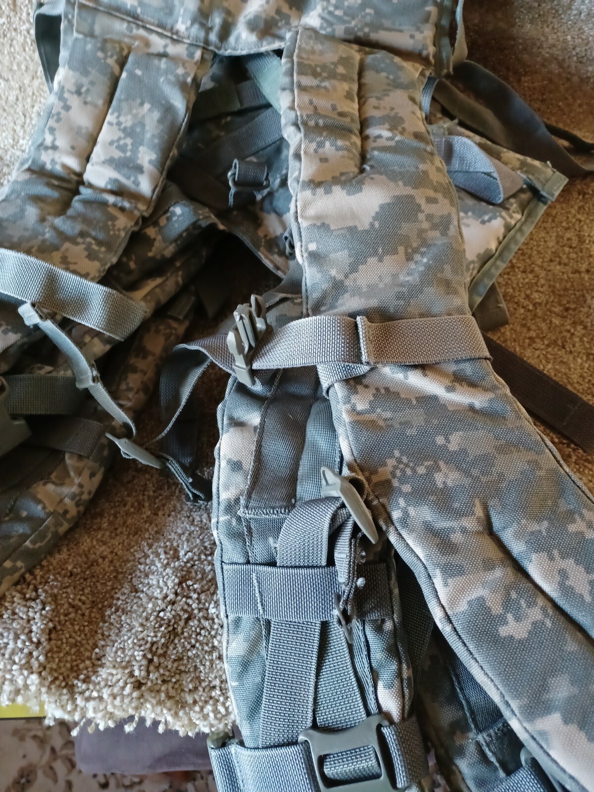 Molle II ACU Enhanced Camo Ruck Sack Shoulder Straps with Quick Release Lowers