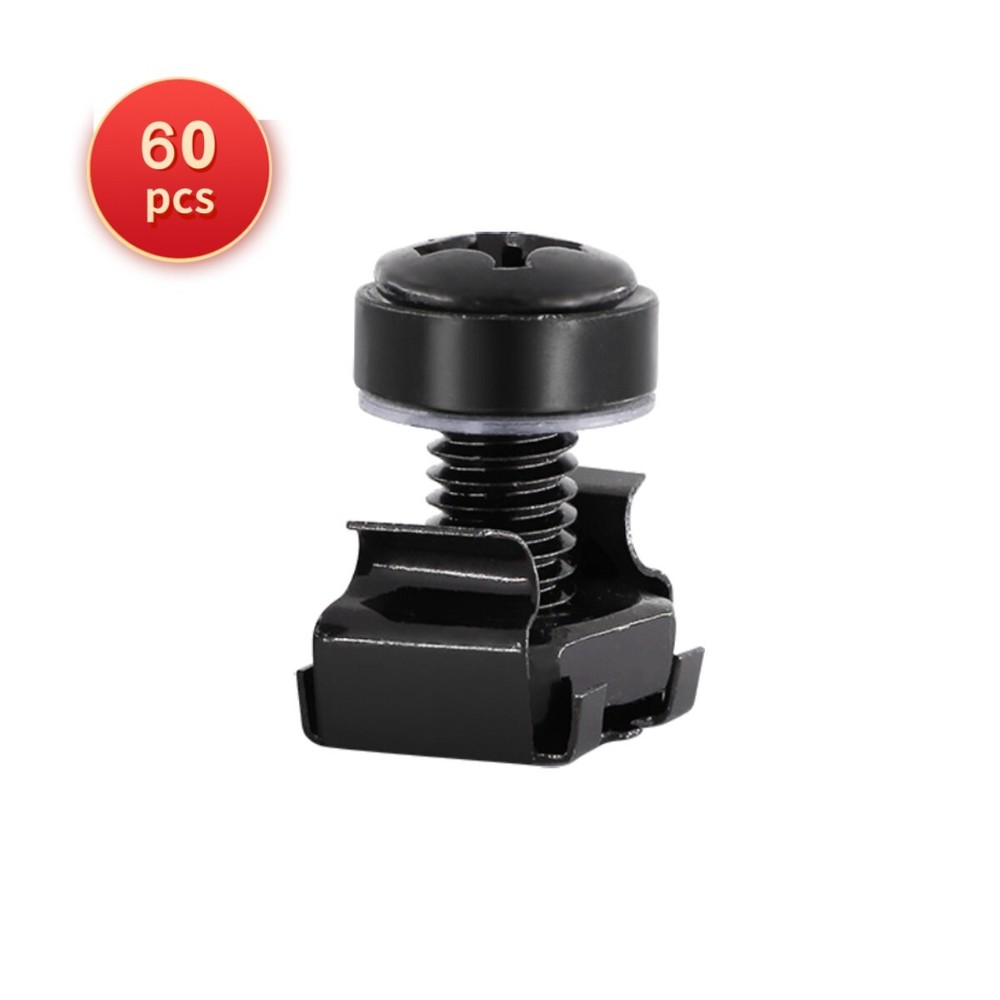 60 pcs M6 Rack Mount Cage Nuts, Screws, & Washers - Square Clips Server