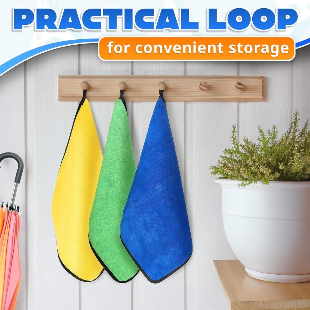 5 Pcs Thick Microfiber Cleaning Cloth – Dual-Layer 12" x 12", Multicolor