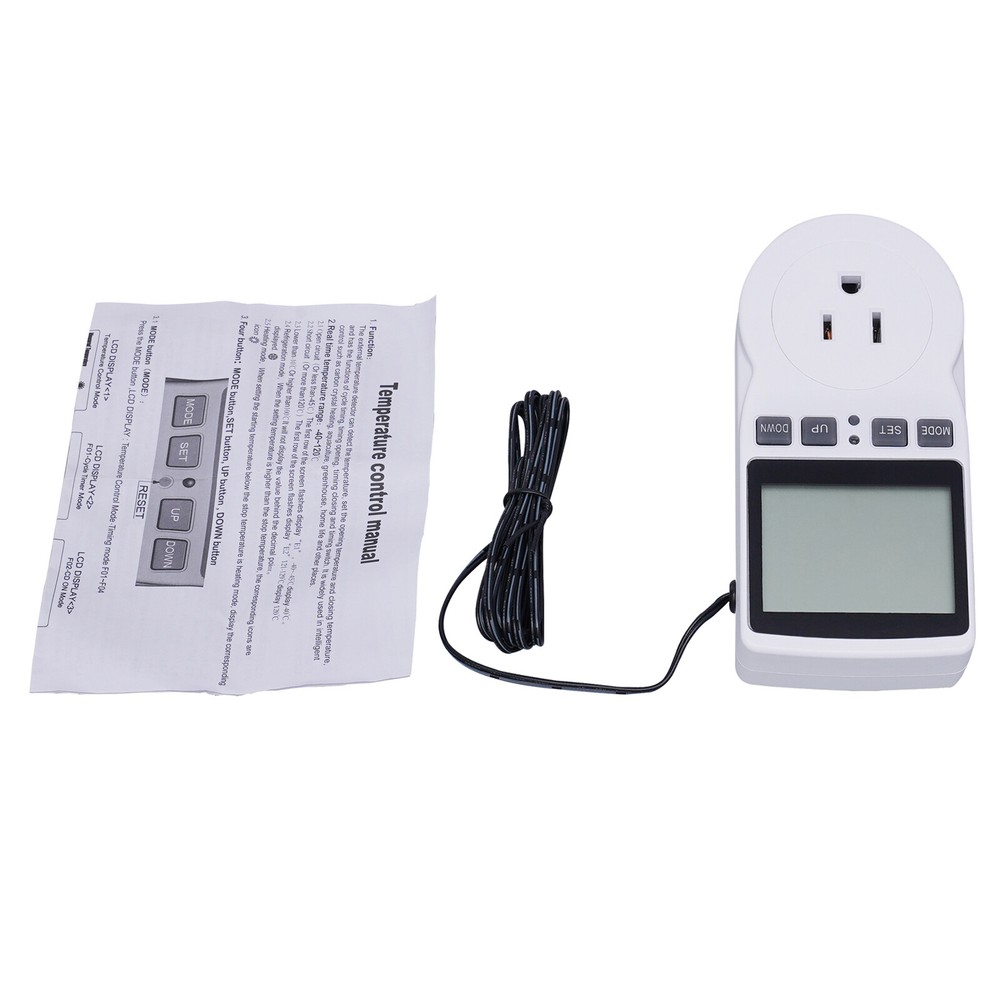 3.07*2.36*5.51in White Programmable LED Display Thermostat Plug Temp Controller