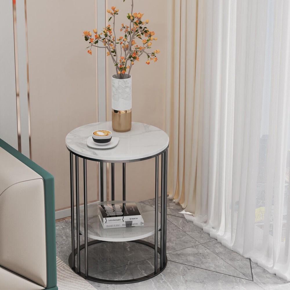 Upscale Real Marble Square/Round Tea Table Metal Frame Coffee Sofa Display Table