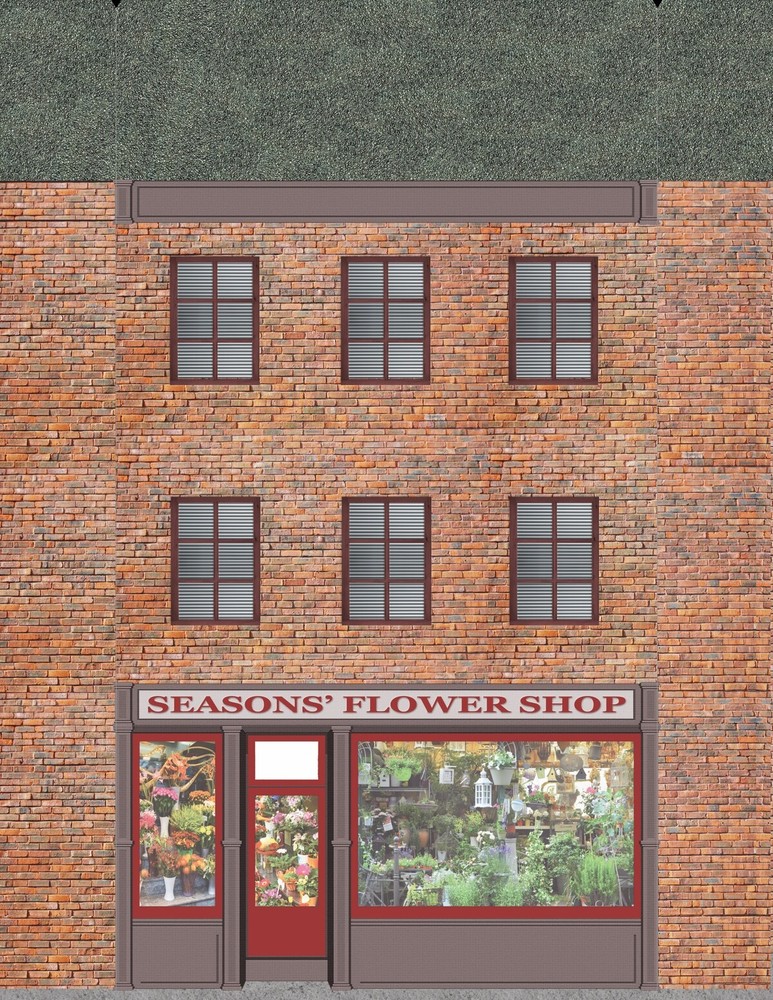 10 Strorefront Flat Buildings for Backgrounds for O Scale Train Layouts