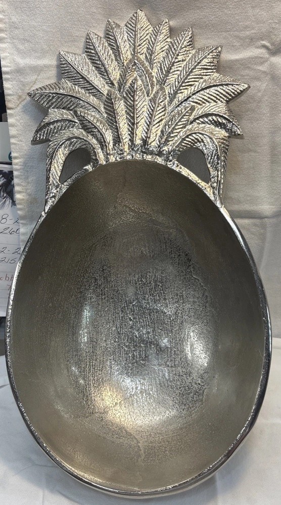 Pineapple Decorative Metal Serving Dish 14  1/4. “. Long See Photos