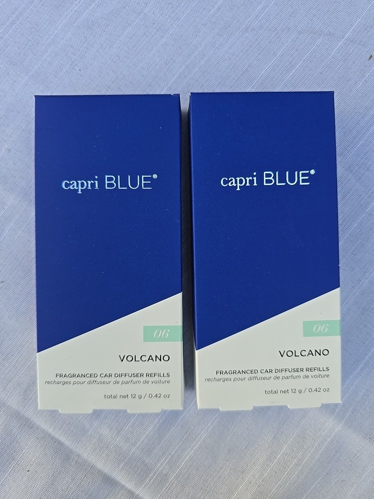 2 PACK Capri Blue Fragranced Car Diffuser Refills - Volcano Freshener