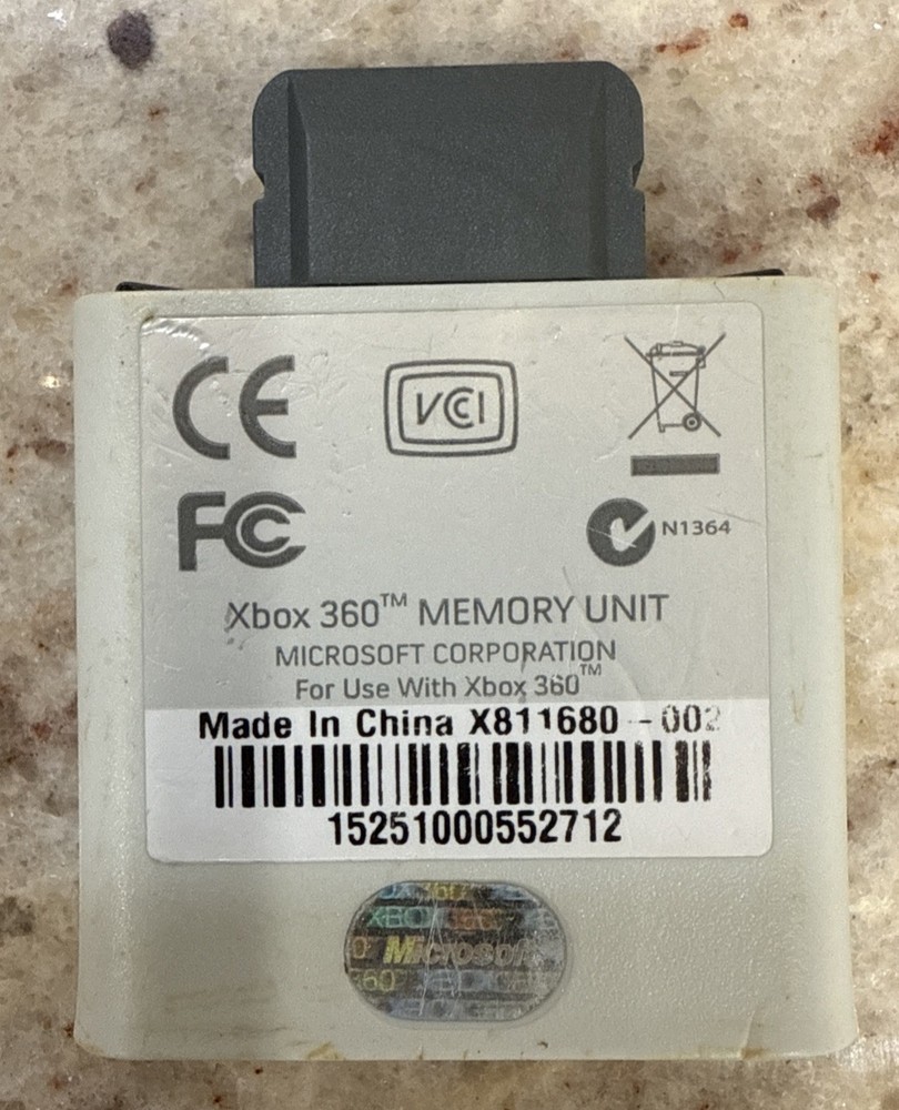 Microsoft XBOX 360 Memory Card Unit 512MB ~ White & Gray Untested