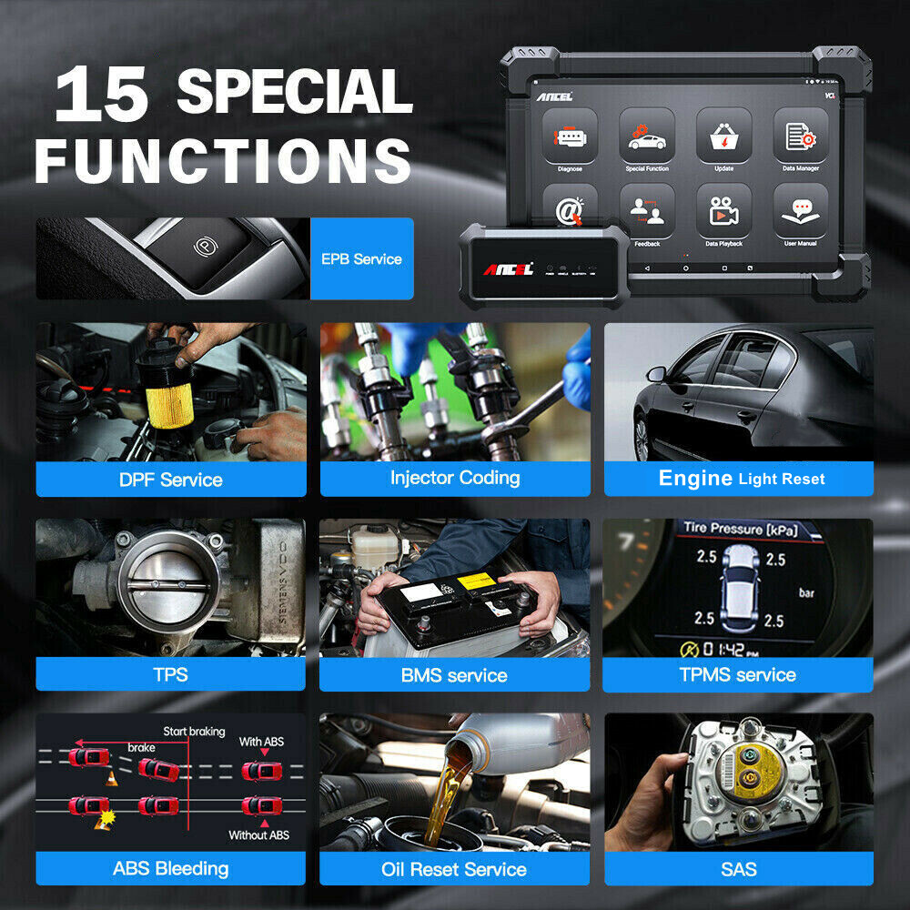 ANCEL X7 Bluetooth OBD2 Scanner Bi-directional Scan Tool Full System Diagnostic