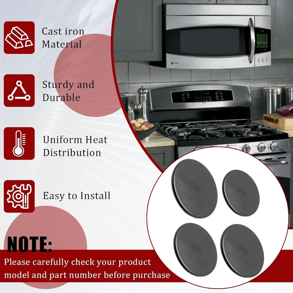Surface Burner Cap Set Replacement for GE Gas Range/Stove/Oven (4-Pack) – Includ