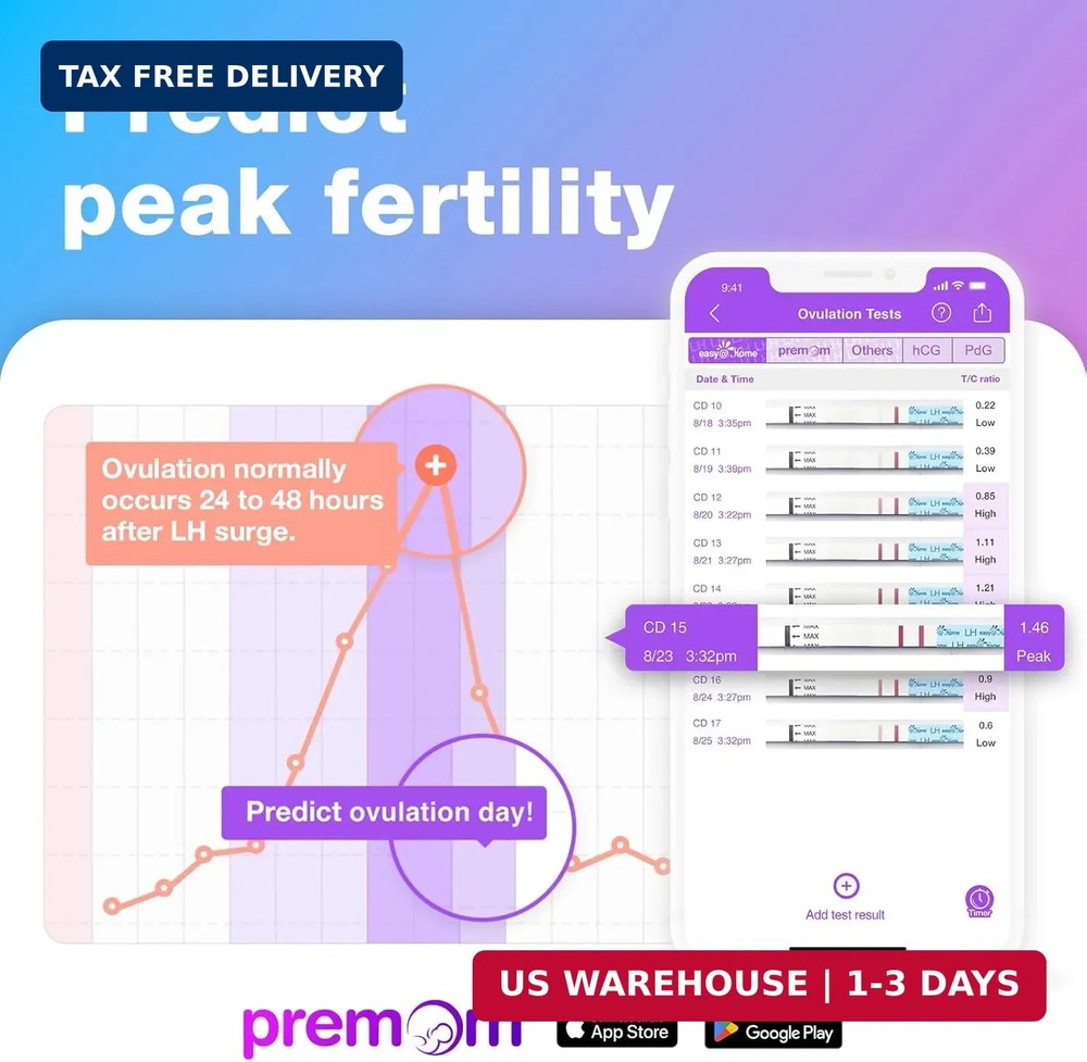 Easy@Home Ovulation Test Strips (50-Pack), FSA Eligible Ovulation Predictor Kit,